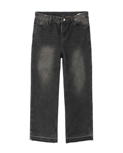 Loose Black Wide-leg Mop Trousers