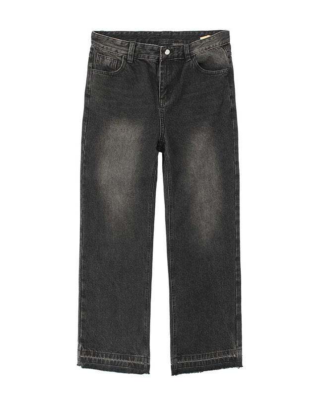 Loose Black Wide-leg Mop Trousers