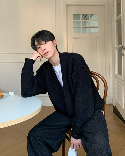 Niche Oblique Placket Design Sweater Men's Sweater