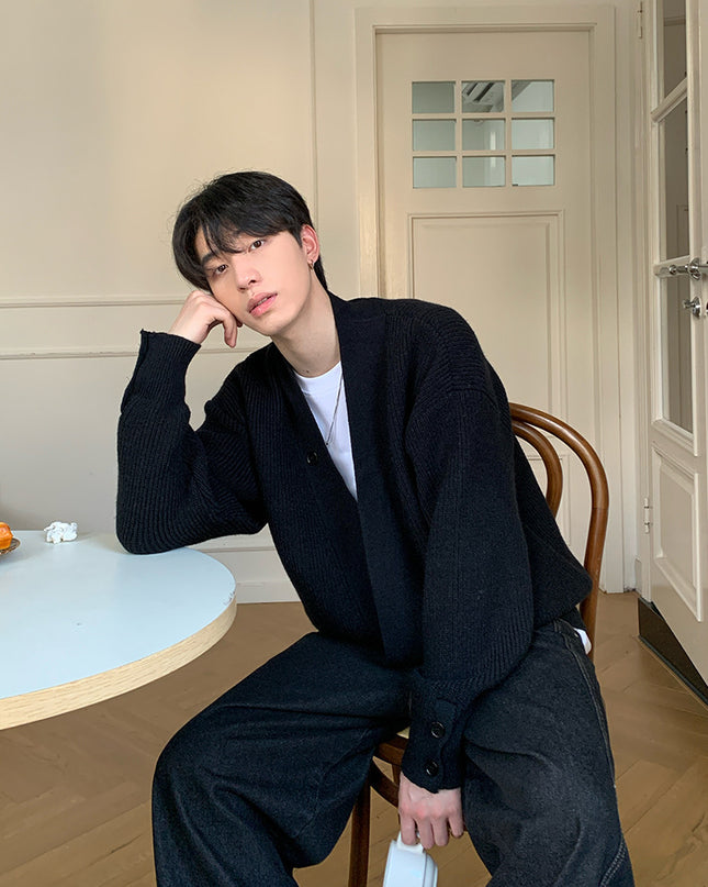 Niche Oblique Placket Design Sweater Men's Sweater