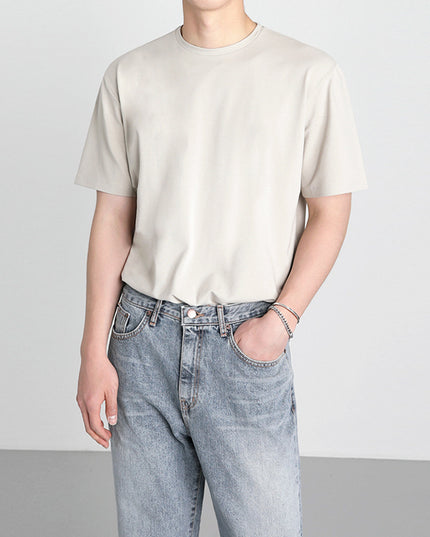 Men's Summer Loose Solid Color Round Neck Short Sleeve T-Shirt