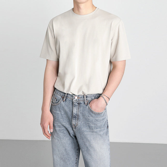 Men's Summer Loose Solid Color Round Neck Short Sleeve T-Shirt