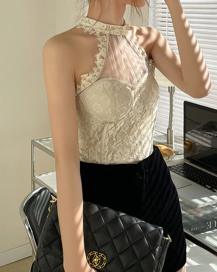 French Pure Desire Self-cultivation Inside And Outside Wear Lace Halter Vest Sling