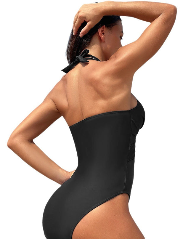 One-piece Swimsuit Women's Pure Color Mesh Bikini Swimsuit