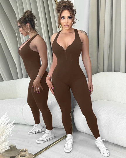 Women's Pure Color Halter Suspender Jumpsuit