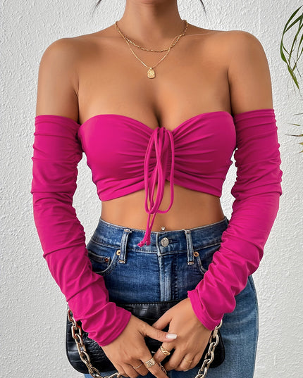 Night Club Style Slimming Waist Drawstring Long-sleeved Vest Can Be Worn Outside