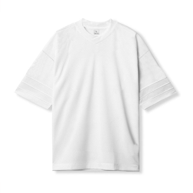Quick-drying Solid Color Drop Shoulder Mesh V-neck Short Sleeve