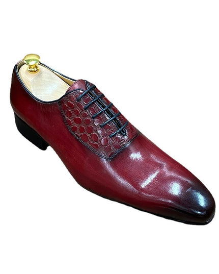 Leather Lace Pointed Oxford Shoes Handmade Business Casual