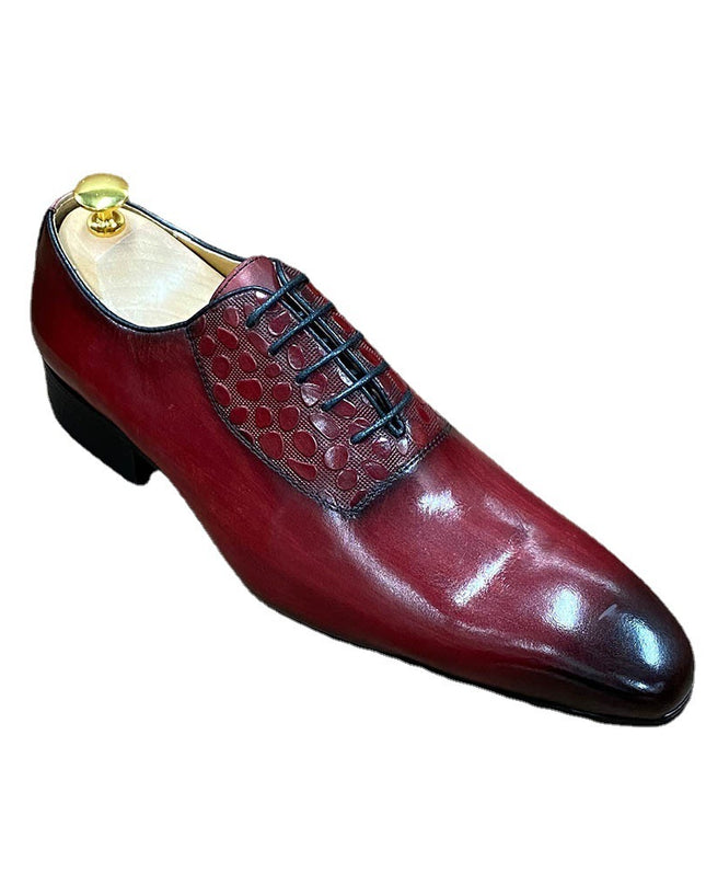 Leather Lace Pointed Oxford Shoes Handmade Business Casual