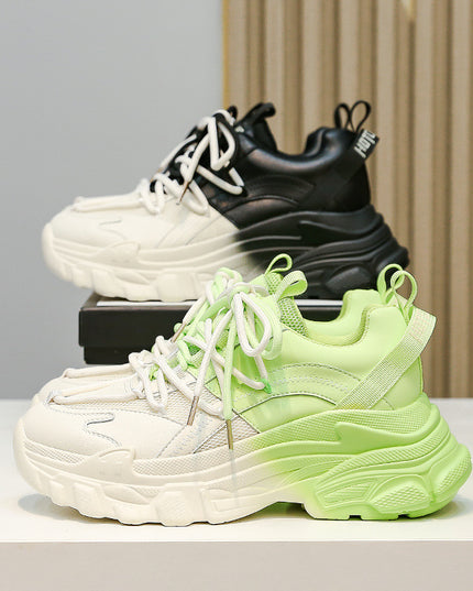 Green Contrast Gradient Ins Sneakers