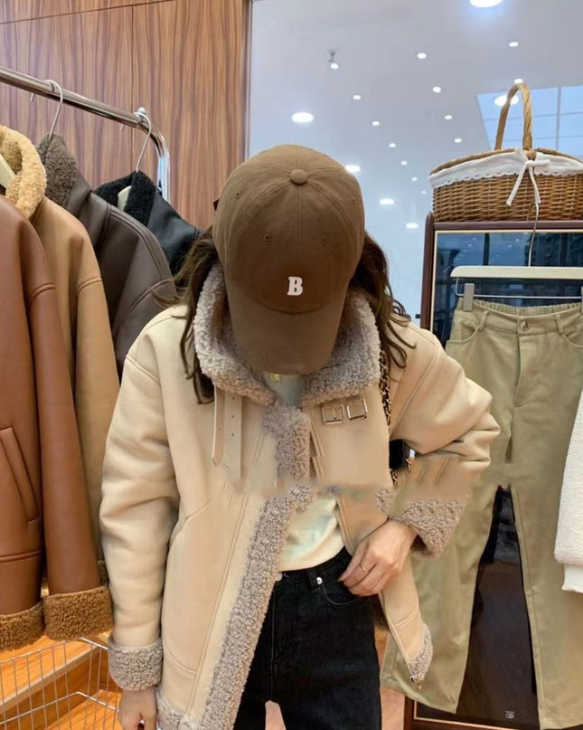 Lamb Fur Integrated Biker Leather Jacket