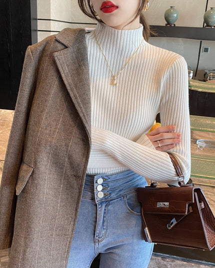 Half Turtleneck Knitted Sweater Women's Bottoming Shirt Women's Autumn And Winter