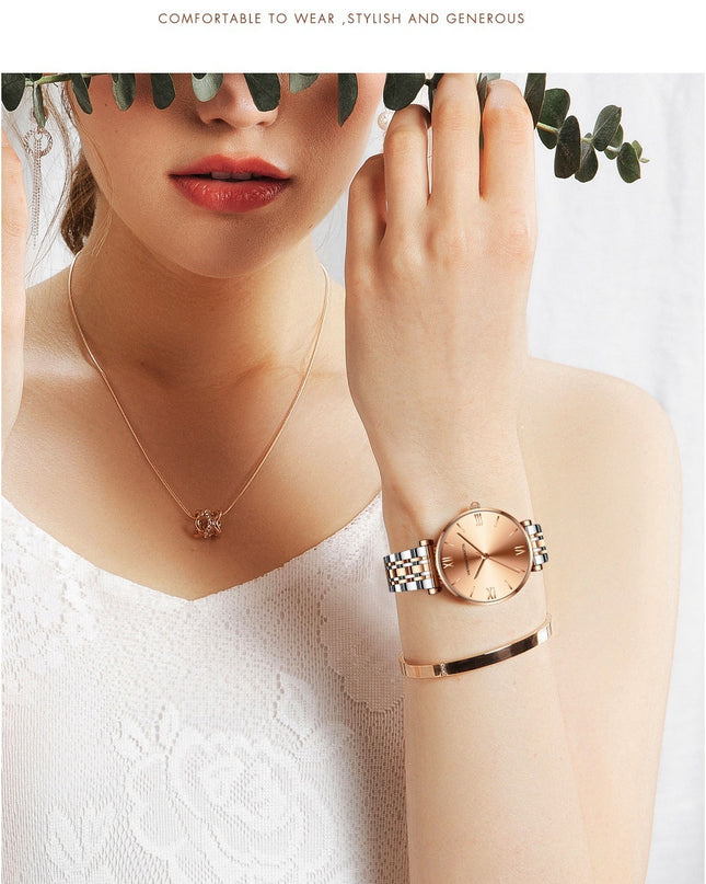 Women's Solid Stainless Steel Band Watch
