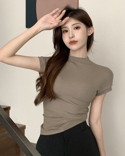 Pure Desire Style Half Turtleneck T-shirt For Women