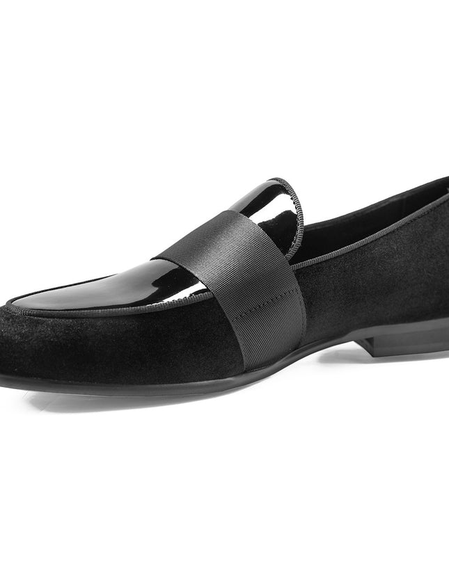 Velvet Patent Leather Korean Loafers Business Casual Leather Shoes