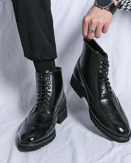 Mens Fashion Thick Sole Mid Top Work Shoes