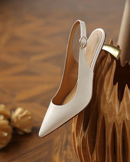 Women's Leather Covered Toe Sandals With High Heels