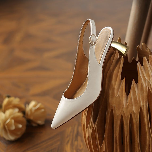 Women's Leather Covered Toe Sandals With High Heels