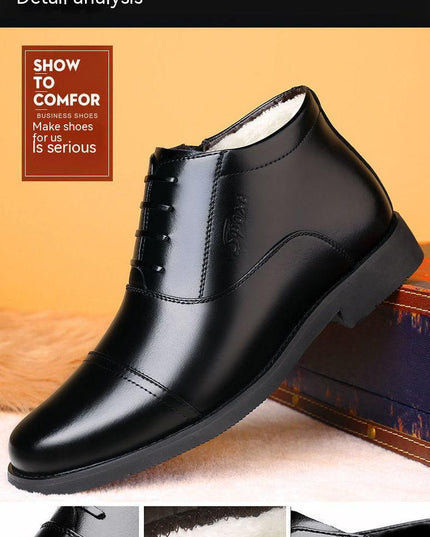 Winter Real Leather With Fleece Lining Men's Cotton Shoes