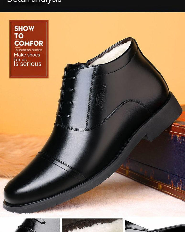 Winter Real Leather With Fleece Lining Men's Cotton Shoes