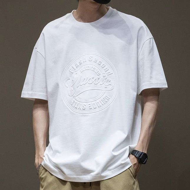 Summer Fat Crew Neck Short Sleeve T-shirt Loose Three-dimensional