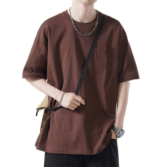 Autumn Men's Short-sleeved T-shirt Cotton Round Neck
