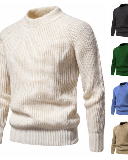 Men's Solid Color Round Neck Sweater