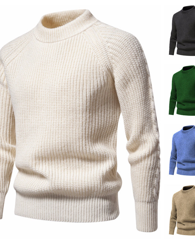 Men's Solid Color Round Neck Sweater
