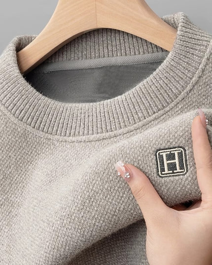 Chenille Sweater Men's New Single-layer Fleece-lined Bottoming Shirt Trendy Teen