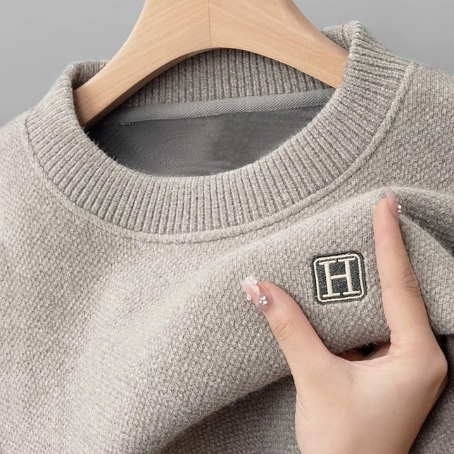 Chenille Sweater Men's New Single-layer Fleece-lined Bottoming Shirt Trendy Teen
