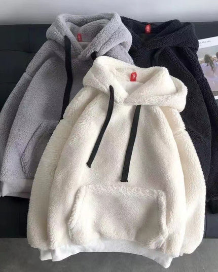 Lamb Wool Sweatshirt Winter Women's Fleece-lined Thickened Hooded