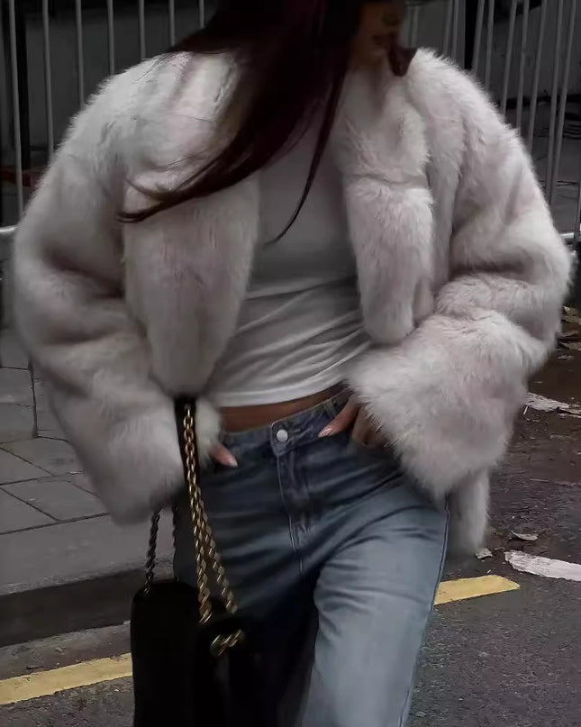 Fox Fur Jacket Suit Collar Loose Fur Coat Mid-length Plus Size Women's Fur Coat