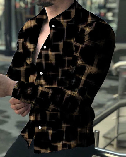 3D Digital Printing Lapel Long Sleeve Shirt