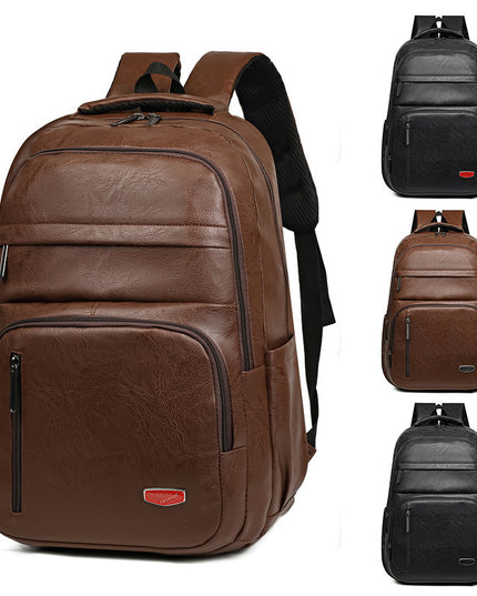 PU Soft Leather Backpack Large Capacity Men