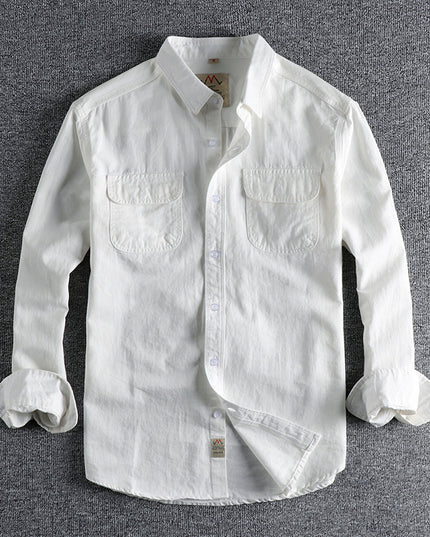 British Retro Simple Solid Color Long Sleeve Shirt