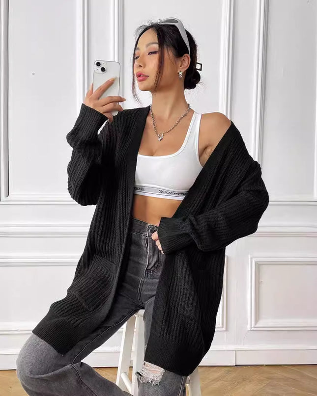 New Double Pocket Simple Casual Sweater Cardigan