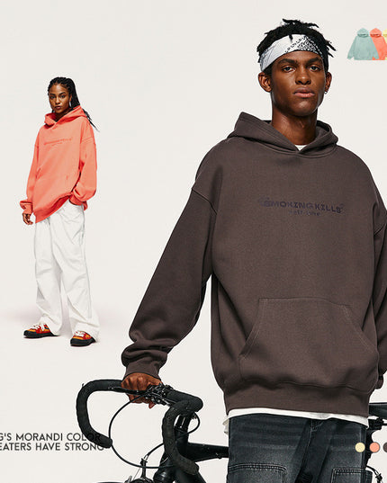 Men's Gel Printing Velvet Padded Hooded Sweatshirt