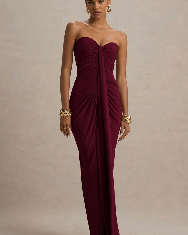 Sexy Bandeau Slim Fit Pleated Sheath Dress