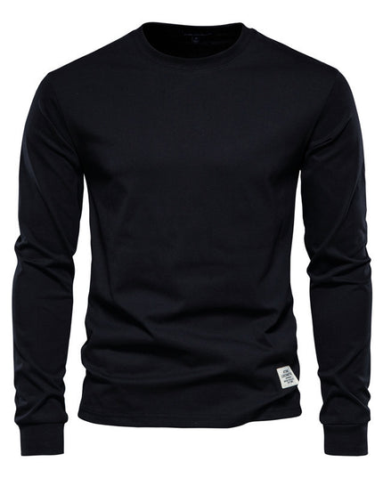Men's Solid Color Round Neck Long-sleeved Top T-shirt