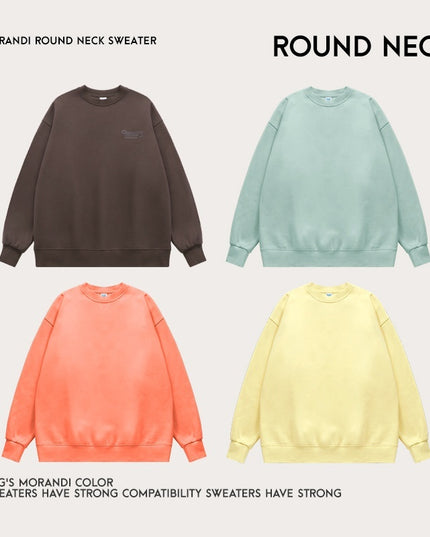 INF Men's Clothing FOG Morandi Gel Printing Round Neck Fleece-lined Sweater