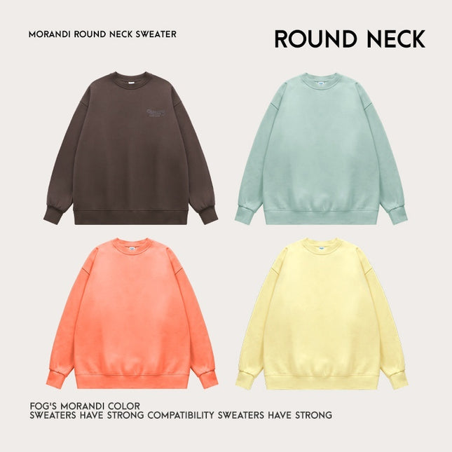 INF Men's Clothing FOG Morandi Gel Printing Round Neck Fleece-lined Sweater