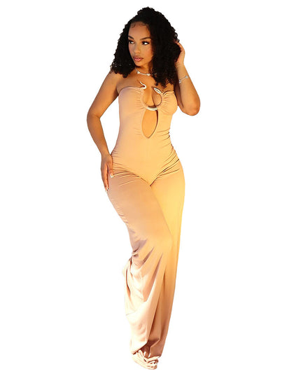 Sleeveless Hollow Metal Decorative Jumpsuit