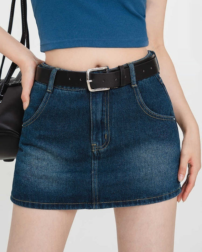 Retro A- Line Denim Short Skirt