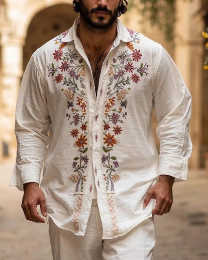 Retro Style 3D Printed Long Sleeve Summer Men