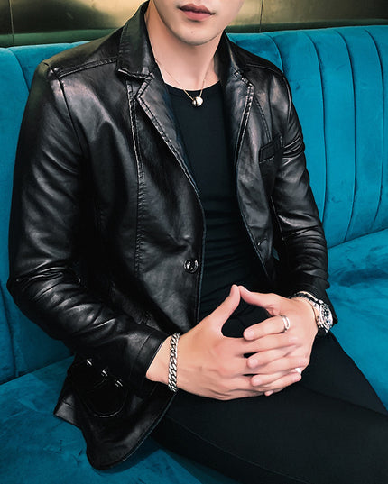 Fashion Casual Men's Suit Leather Jacket