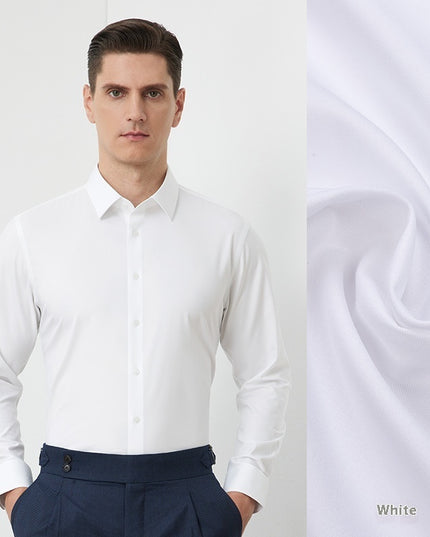 Men's Long-sleeved Mulberry Silk Non-ironing Business Clothing Micro-elastic Casual Shirt