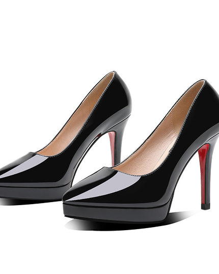 Stiletto Heel 10cm Pointed-toe Waterproof Platform Pumps Small Size