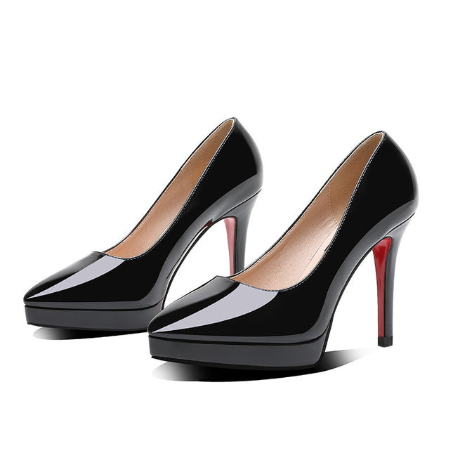 Stiletto Heel 10cm Pointed-toe Waterproof Platform Pumps Small Size