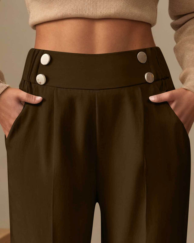 Draping Mop Casual Pants High Waist