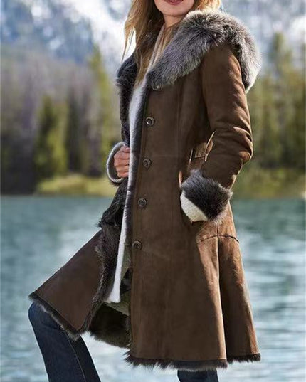 Women's Fur All-in-One Medium Hooded Jacket